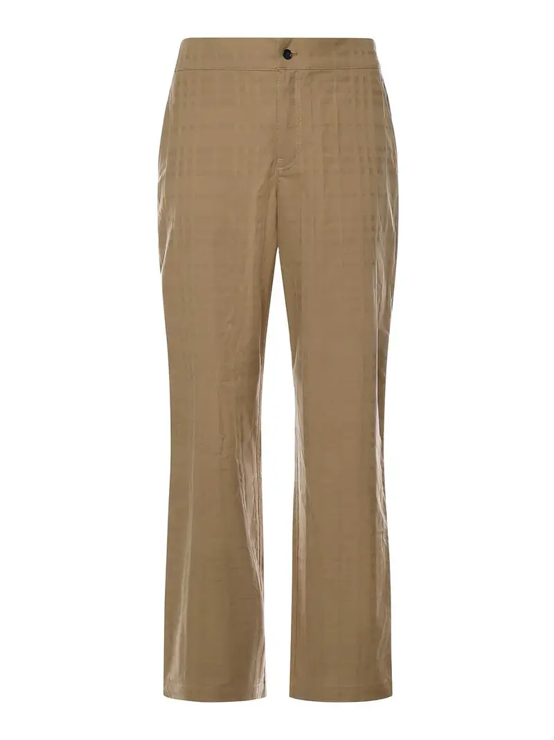 Pantaloni in cotone a quadri Beige