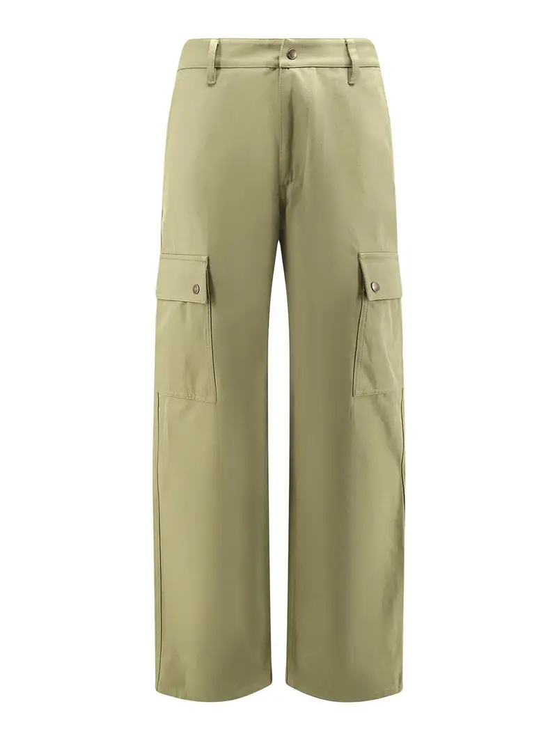 Pantaloni In Cotone Con Ricamo Logo Verde