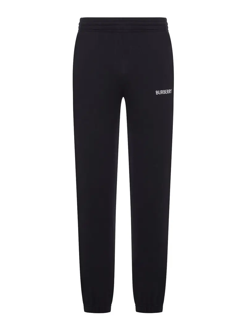 Pantaloni Jogging In Cotone Con Logo Nero