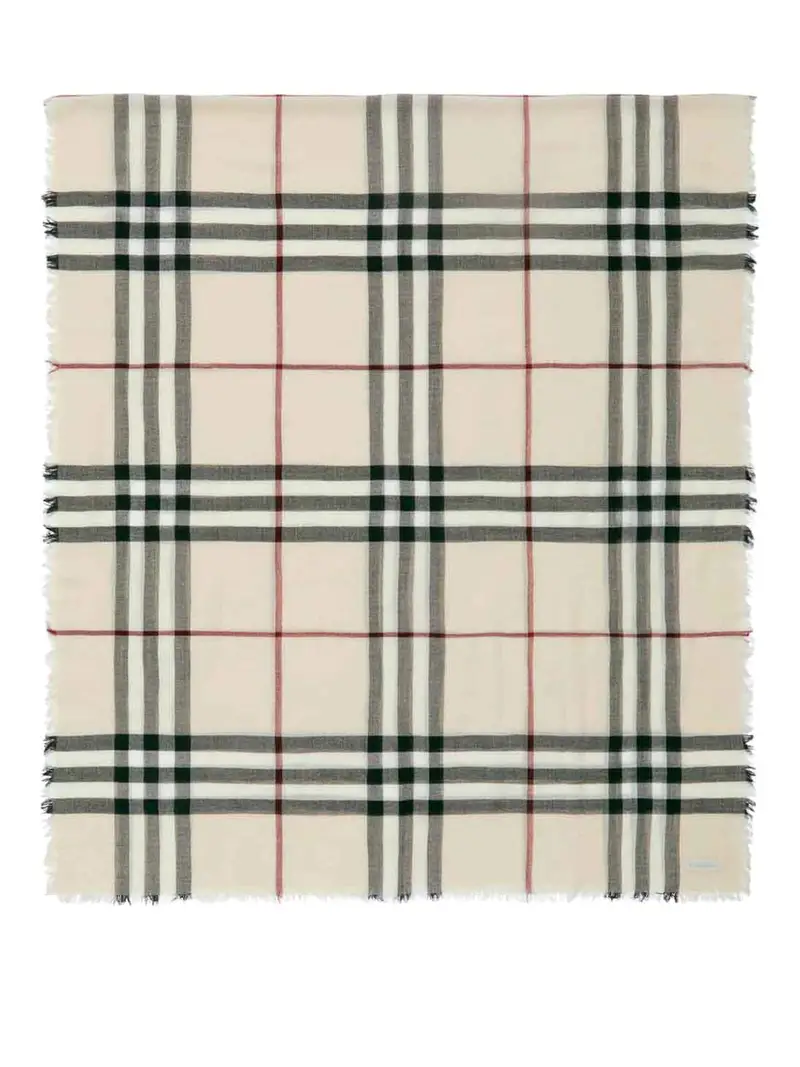 Sciarpa in lana a quadri giganti Grigio