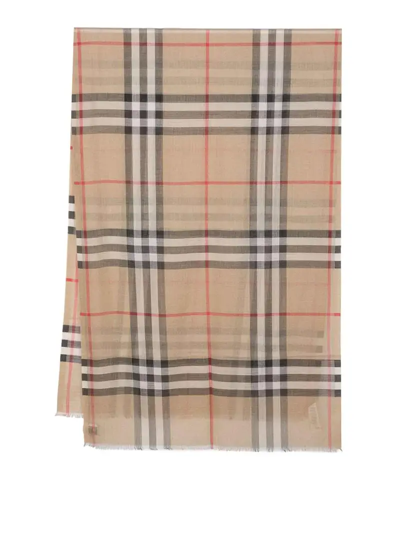 Sciarpa In Misto Lana E Seta Beige