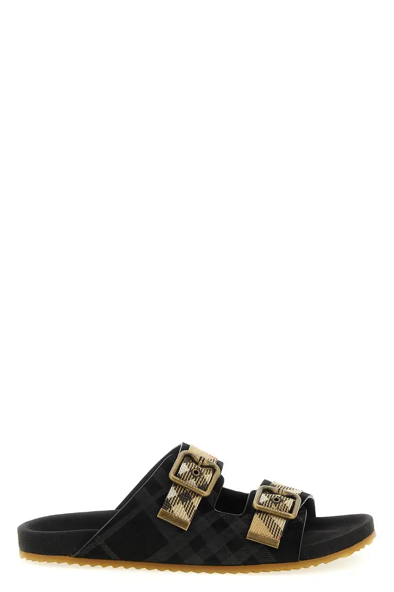 Burberry Slide Urchin Nero in suede con Check