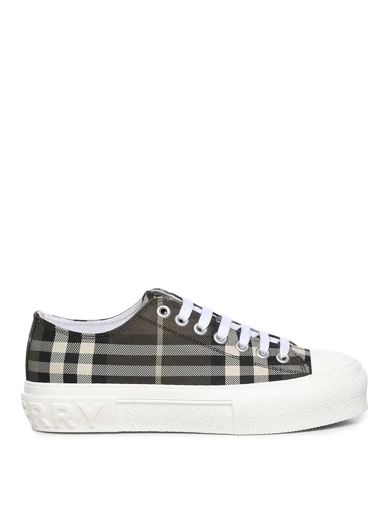 Sneaker in misto nylon a quadri Marrone