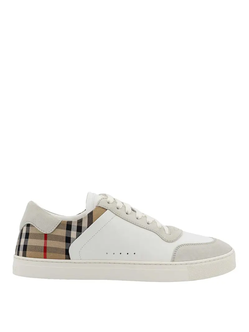 Sneaker in pelle e camoscio Bianco