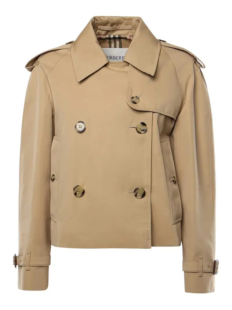Trench corto in gabardine Beige