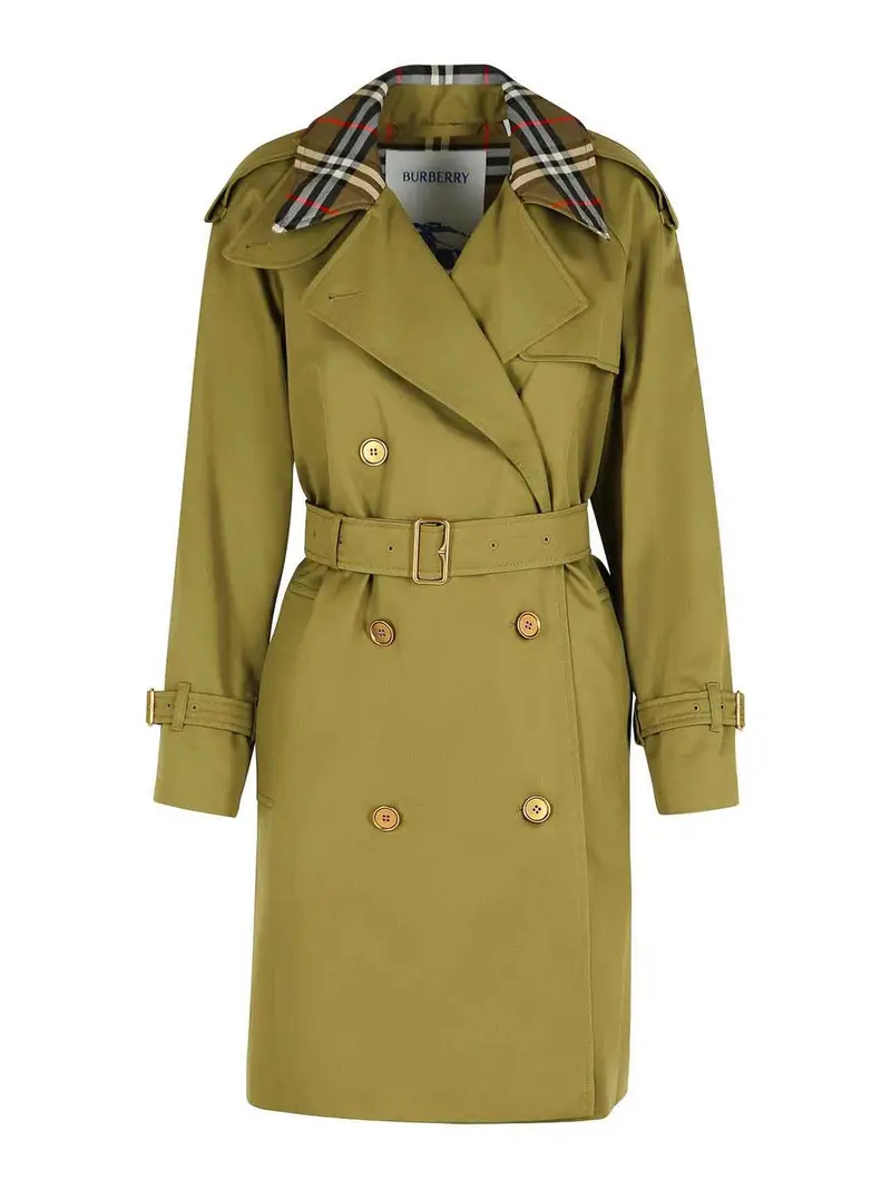 Trench di cotone verde corto