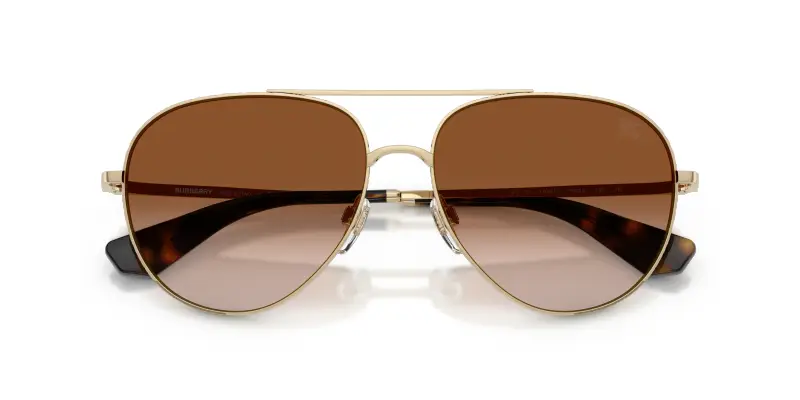 Unisex Burberry BE3172 110913 Occhiali da sole Metallo Oro Marrone Pilot Normale Sfumato miniatura 2