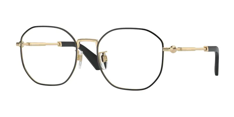 Burberry Uomo BE1387D 1326 Montature da vista Metallo Nero Trasparente Geometrica Normale