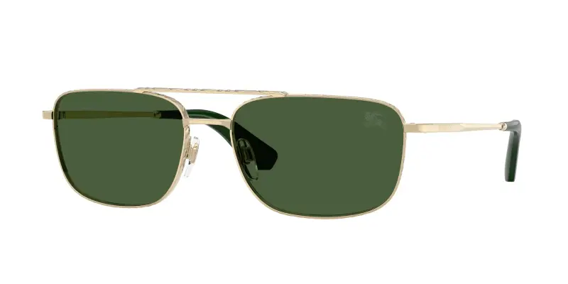 Uomo Burberry BE3170 110971 Occhiali da sole Metallo Oro Verde Pilot Normale