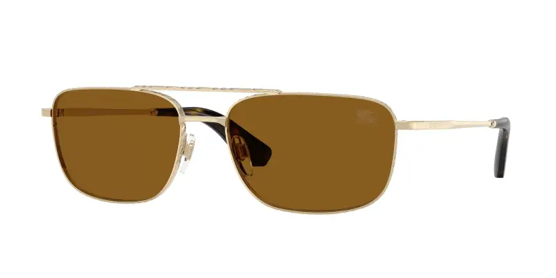 Uomo Burberry BE3170 110983 Occhiali da sole Metallo Oro Marrone Pilot Polarizzata