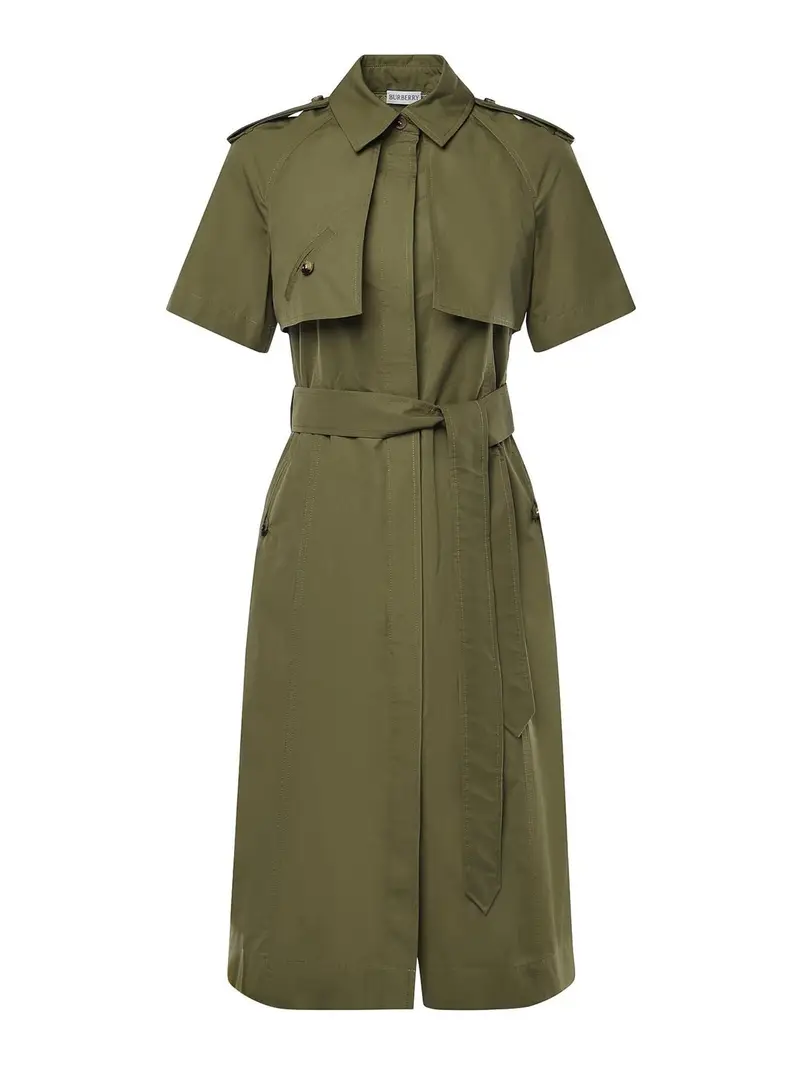 Vestito trench in popeline di cotone Verde
