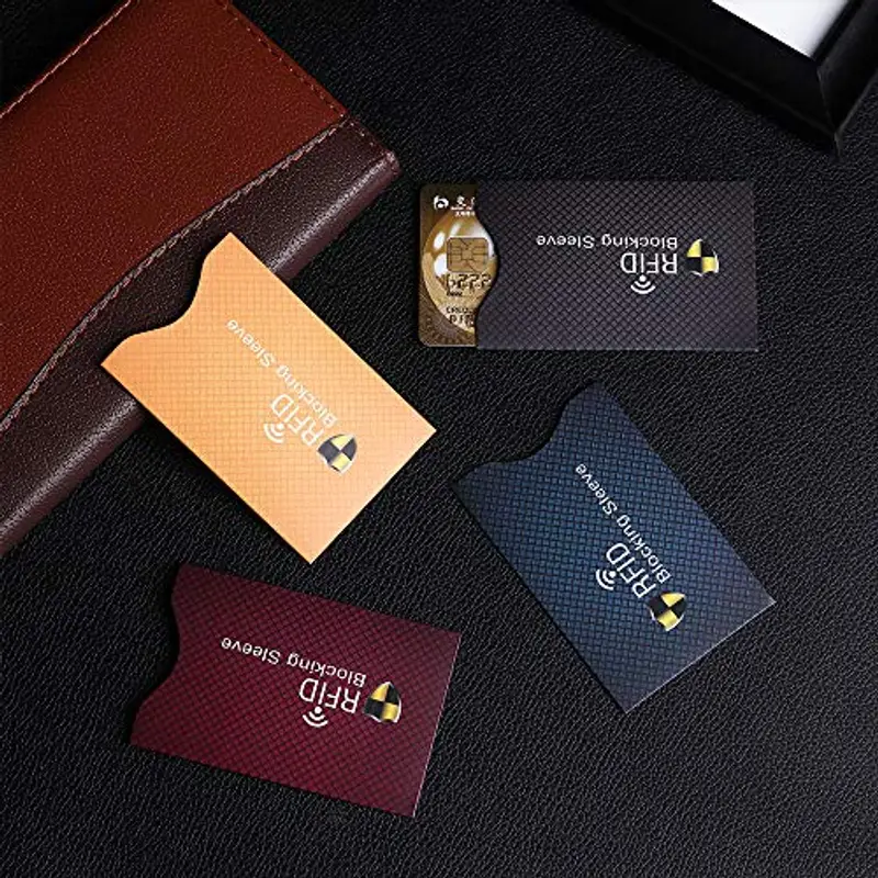 Buste di blocco RFID, confezione da 5, certificazione TÜV, protezione antifurto per carte di credito, RFID e NFC senza contatto per evitare furti di identità per credito carte di debito passaporto miniatura 3