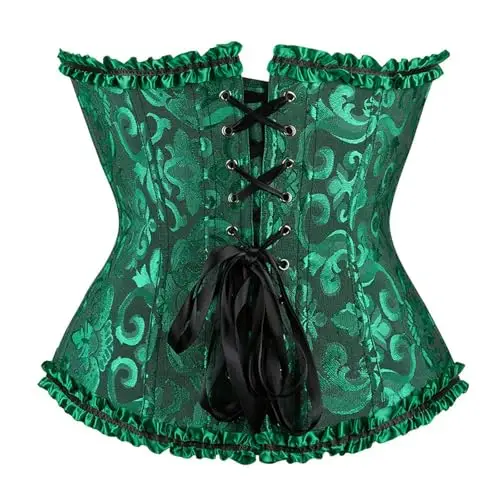 Bustino Corsetto Donna Elegante Satin Floreale Corsetto Stringivita Donna Halloween Corsetti Shapewear Lingerie Lace miniatura 3