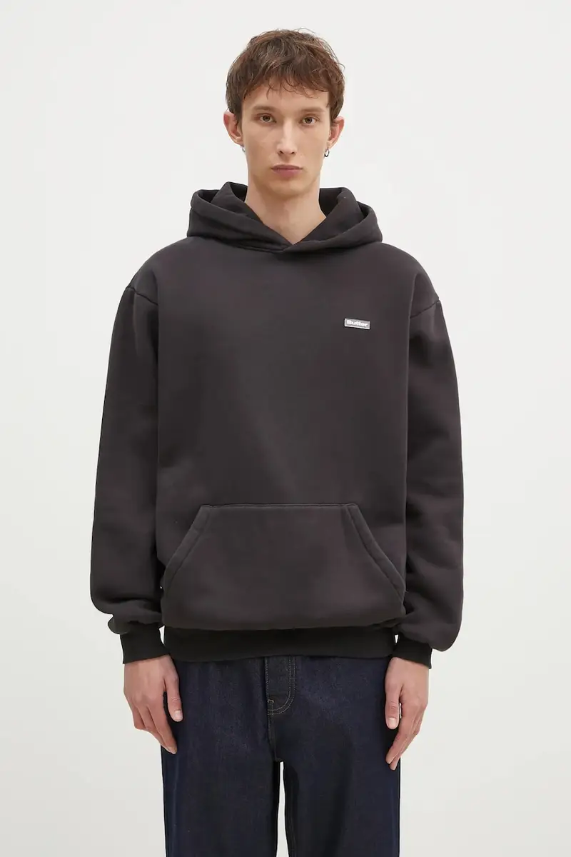 felpa Basic Pullover Hood uomo colore nero con cappuccio BG243203