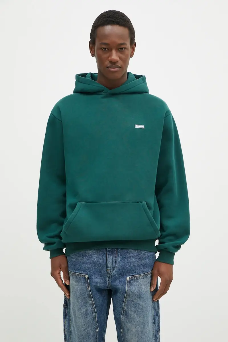 felpa Basic Pullover Hood uomo colore verde con cappuccio BG243203