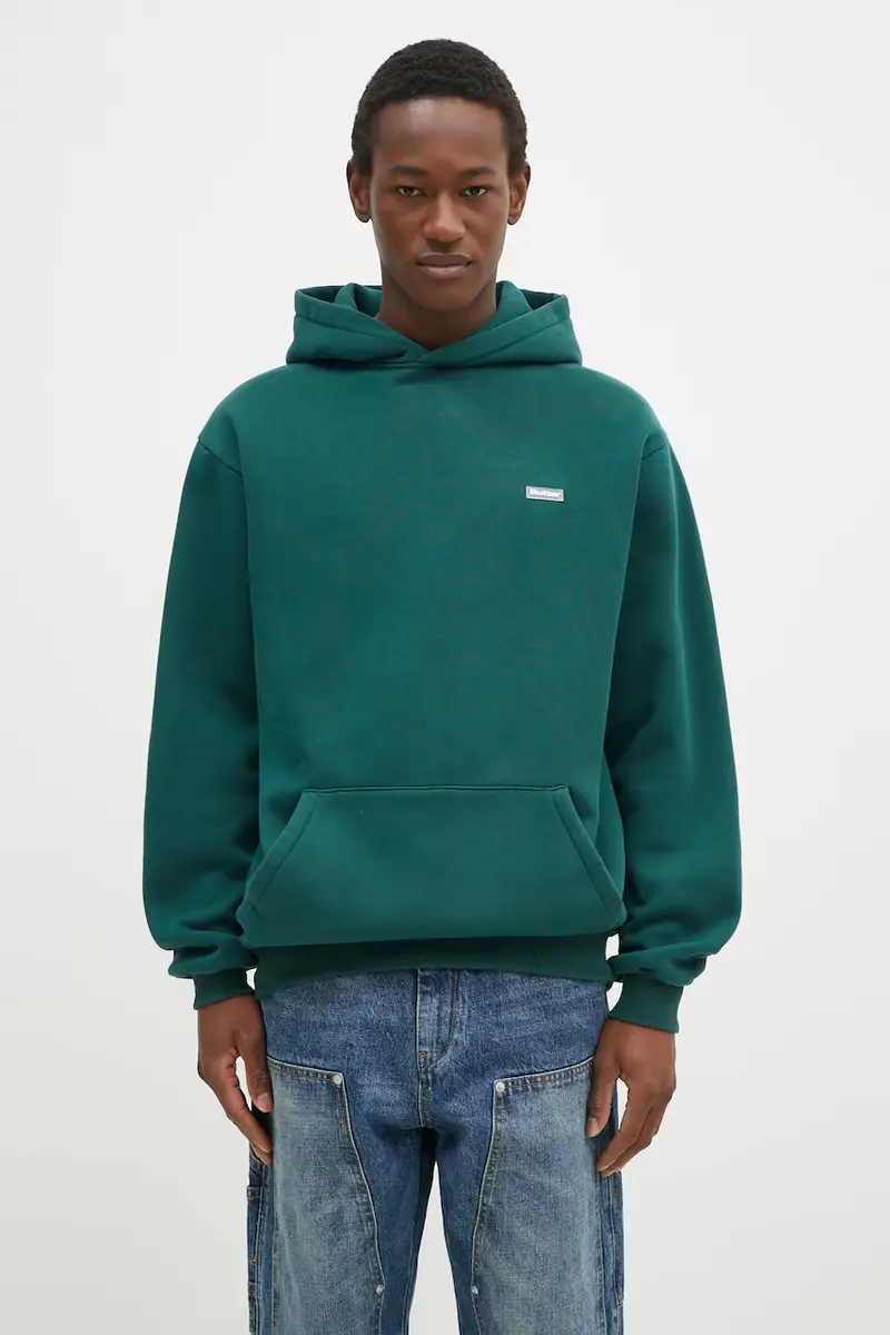felpa Basic Pullover Hood uomo colore verde con cappuccio BG243203