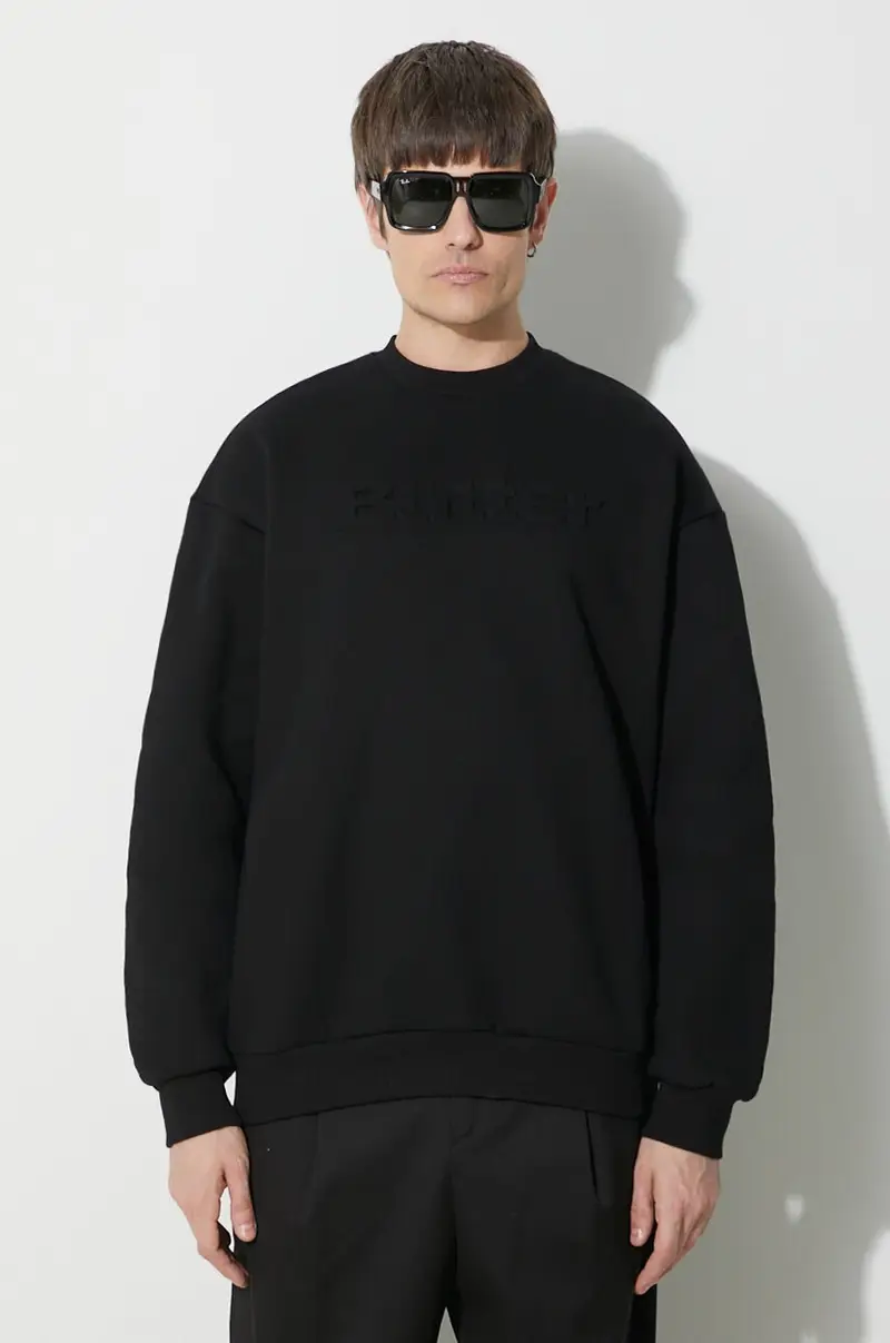 felpa Embossed Logo Crewneck Sweatshirt uomo colore nero con cappuccio BGQ423D11104