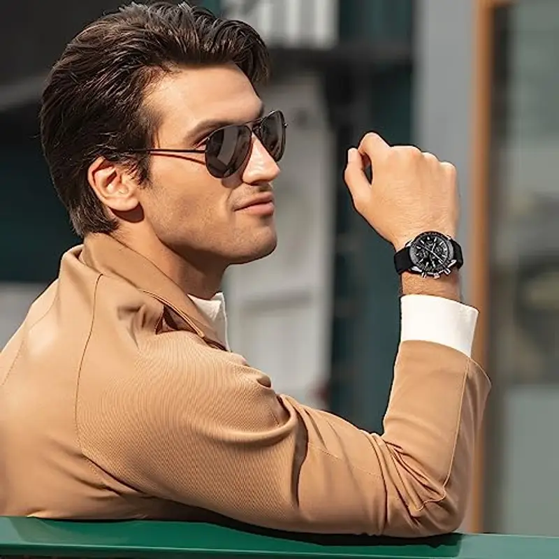 BY BENYAR Orologio Uomo Cronografo Movimento al Quarzo Orologi Impermeabile Luminoso Moda Sportivo Classico Elegante Orologio da Polso Cinturino in Silicone Regalo per Uomo miniatura 2