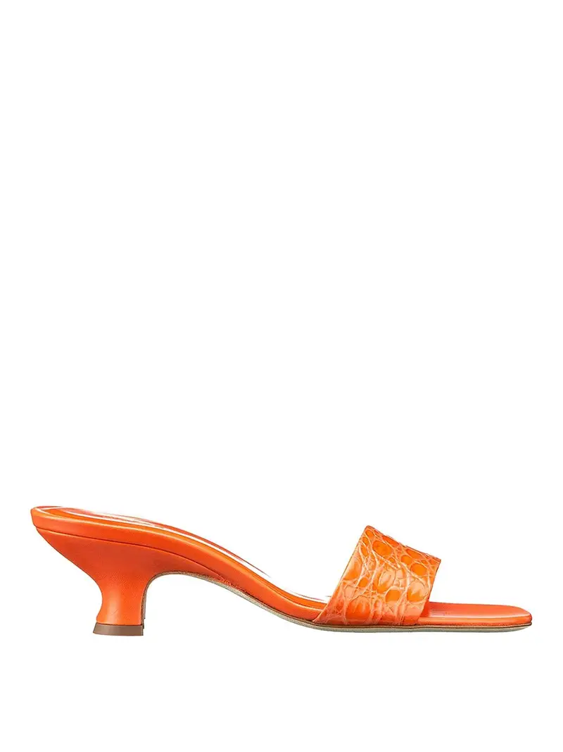 Ciabatte Orangefarbene In Kroko-Optik Arancione