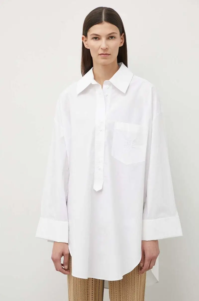 camicetta in cotone donna colore bianco miniatura 4