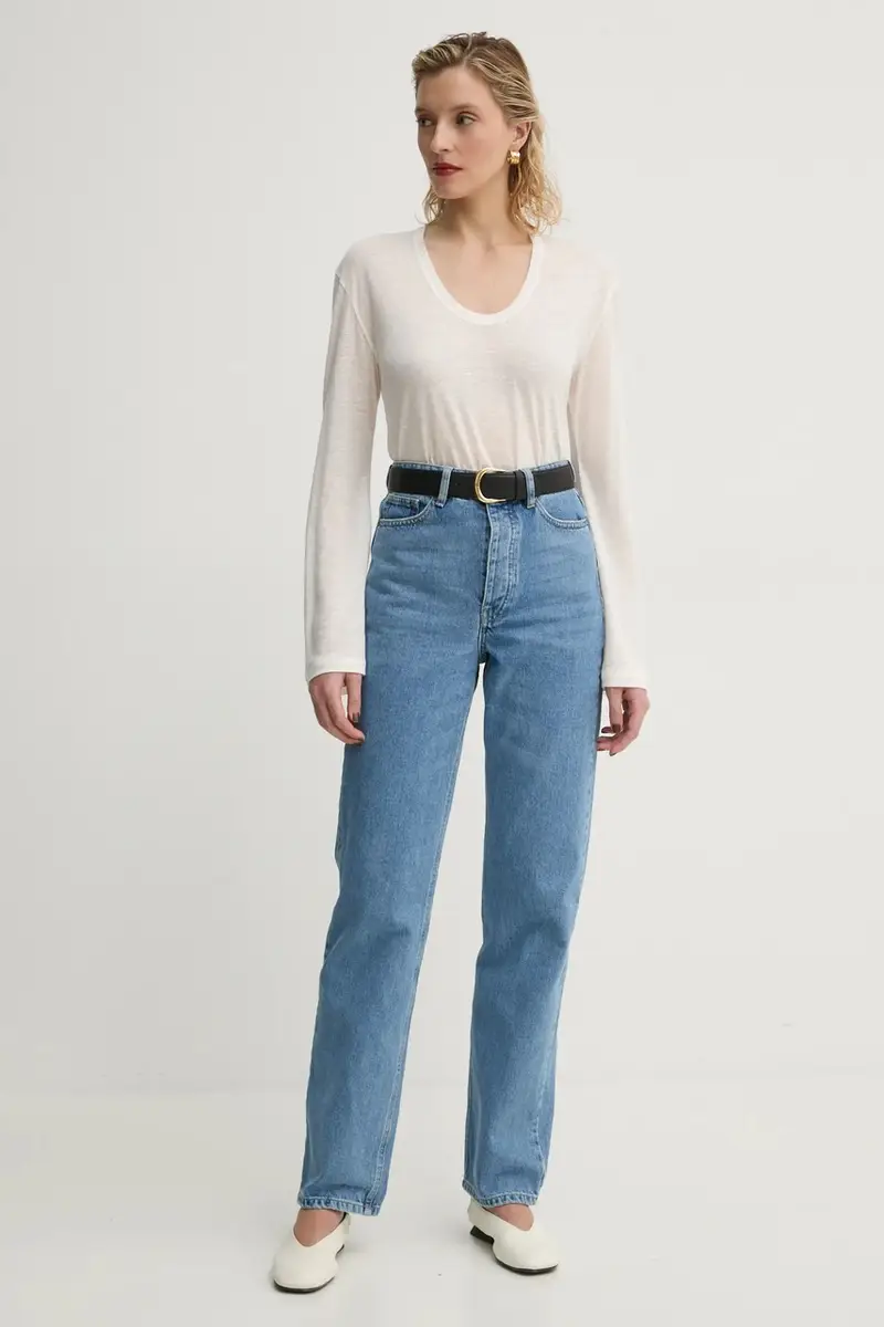 longsleeve in misto lino AMALOU colore beige Q71621008Z miniatura 2