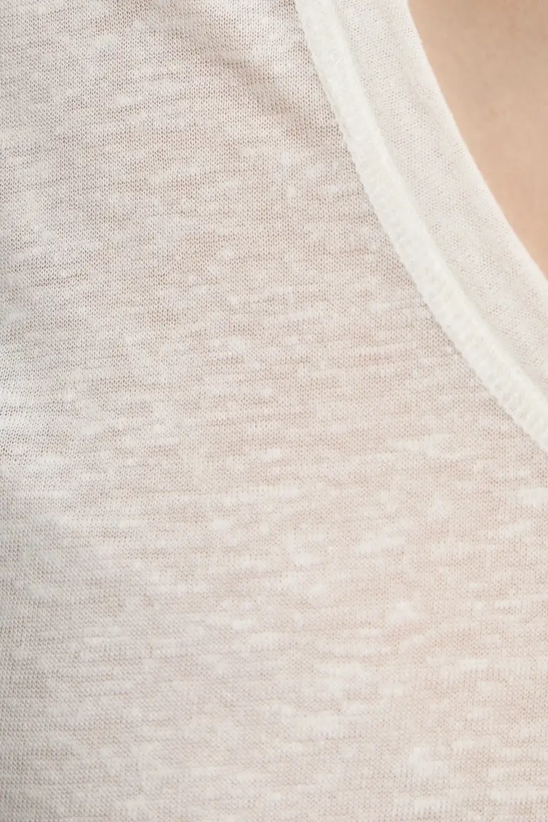 longsleeve in misto lino AMALOU colore beige Q71621008Z miniatura 5