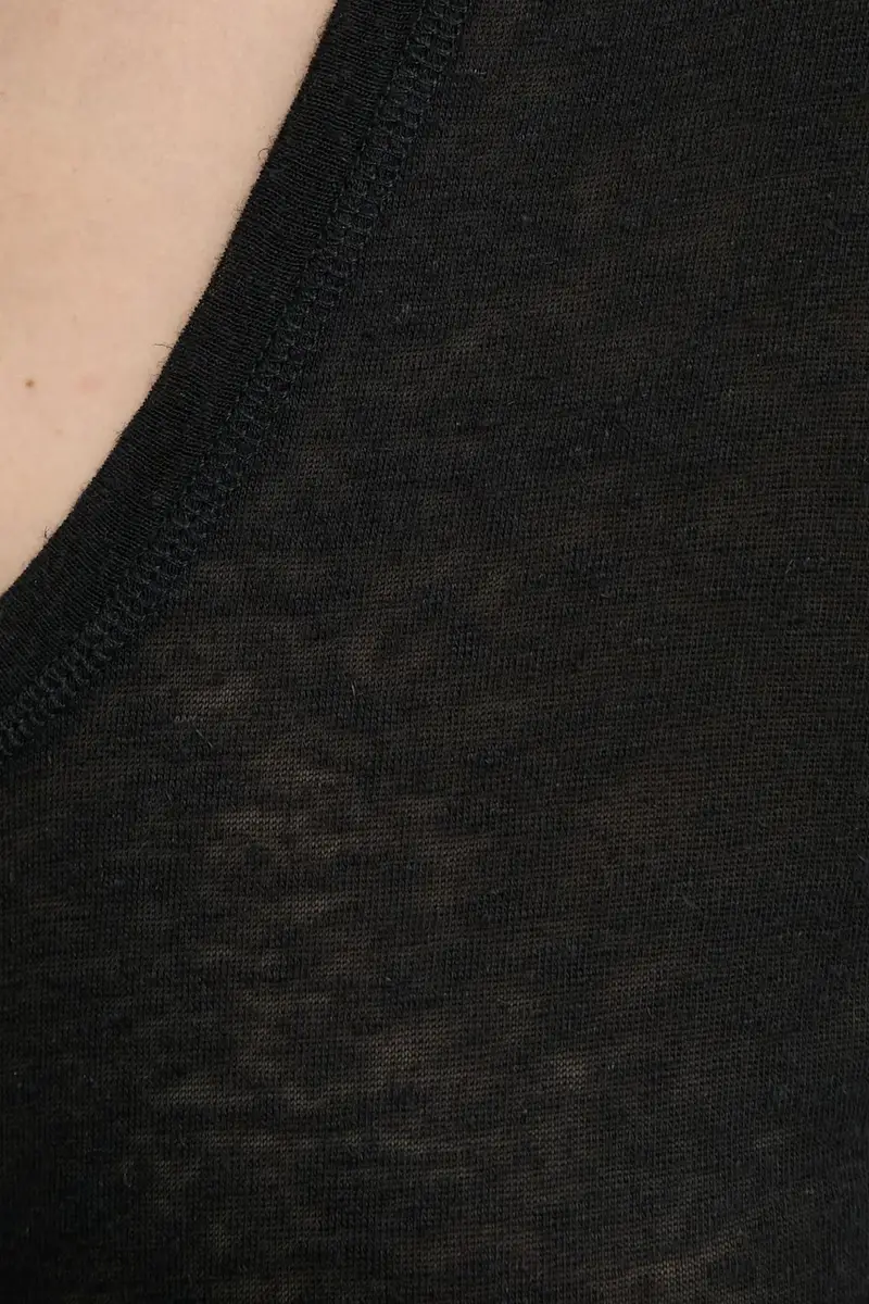 longsleeve in misto lino AMALOU colore nero Q71621008Z miniatura 5