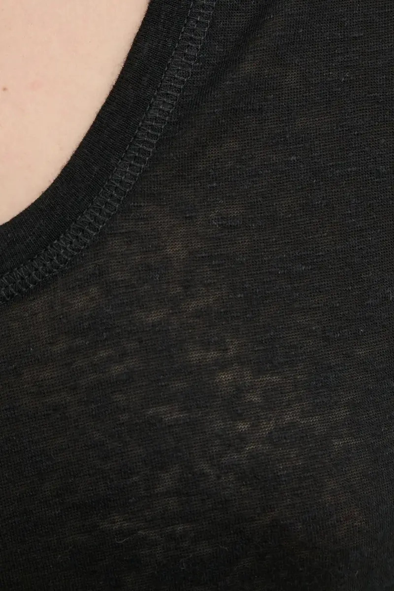 maglietta con aggiunta di lino AMARINGA colore nero Q71621007Z miniatura 4