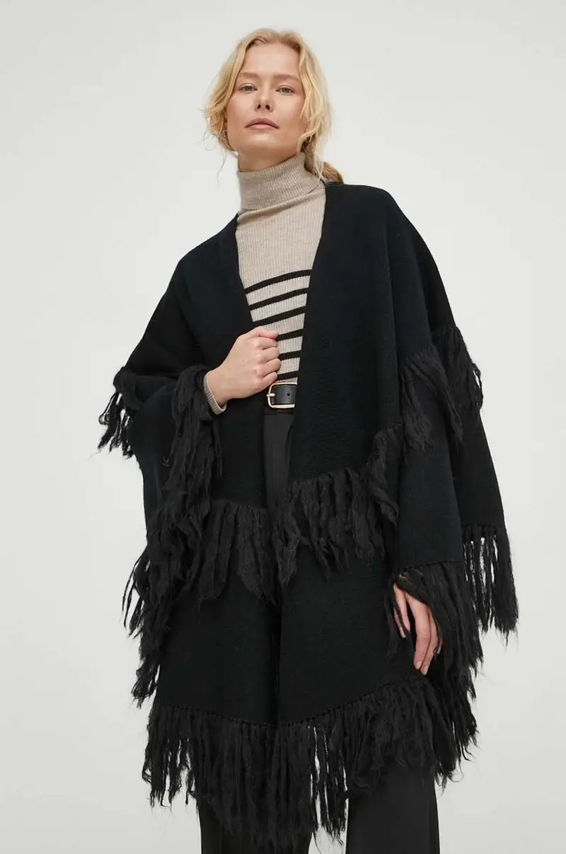 poncho il lana colore nero