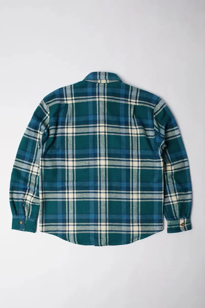 camicia in cotone Crow flanel uomo colore verde 54330 miniatura 2