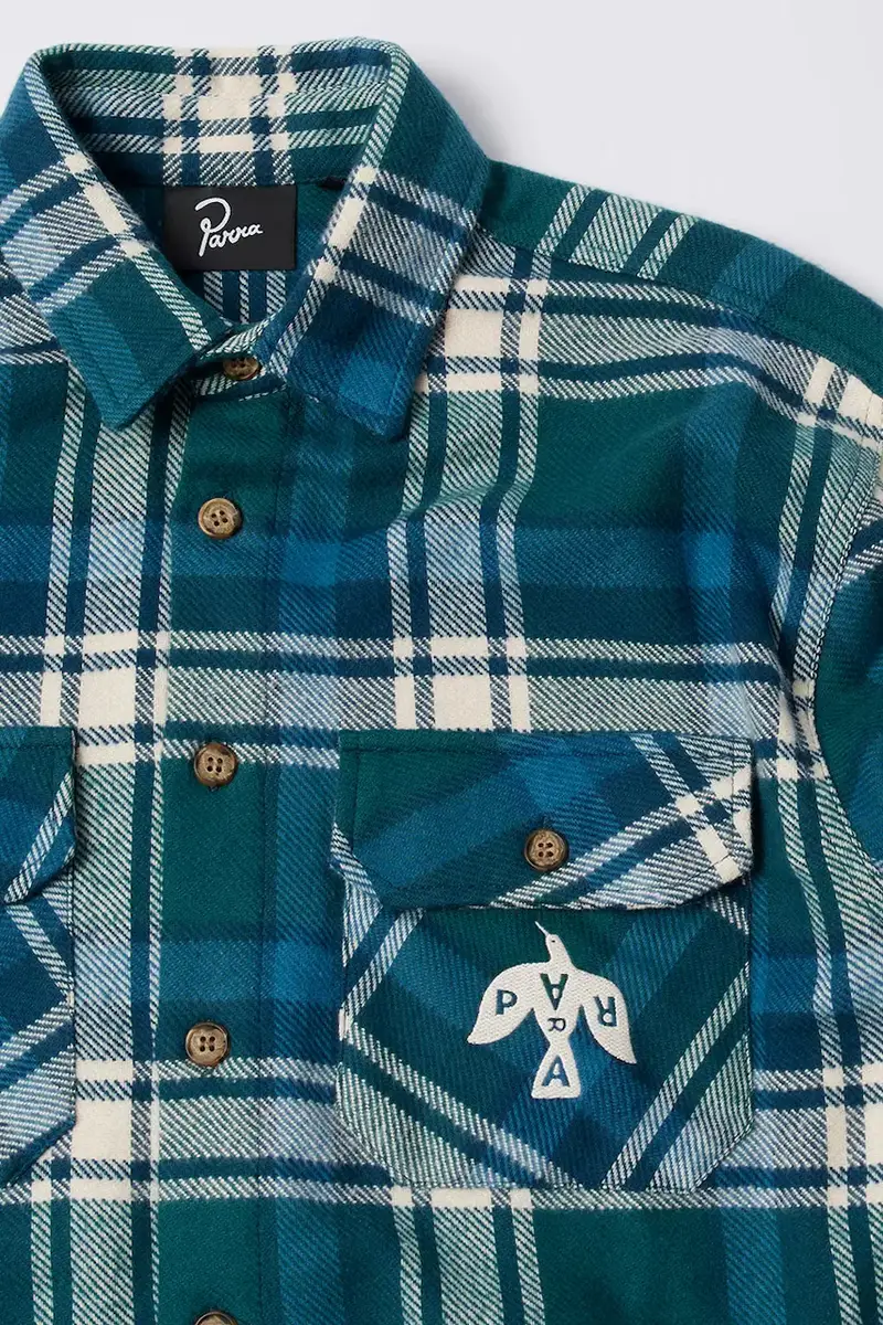 camicia in cotone Crow flanel uomo colore verde 54330 miniatura 4