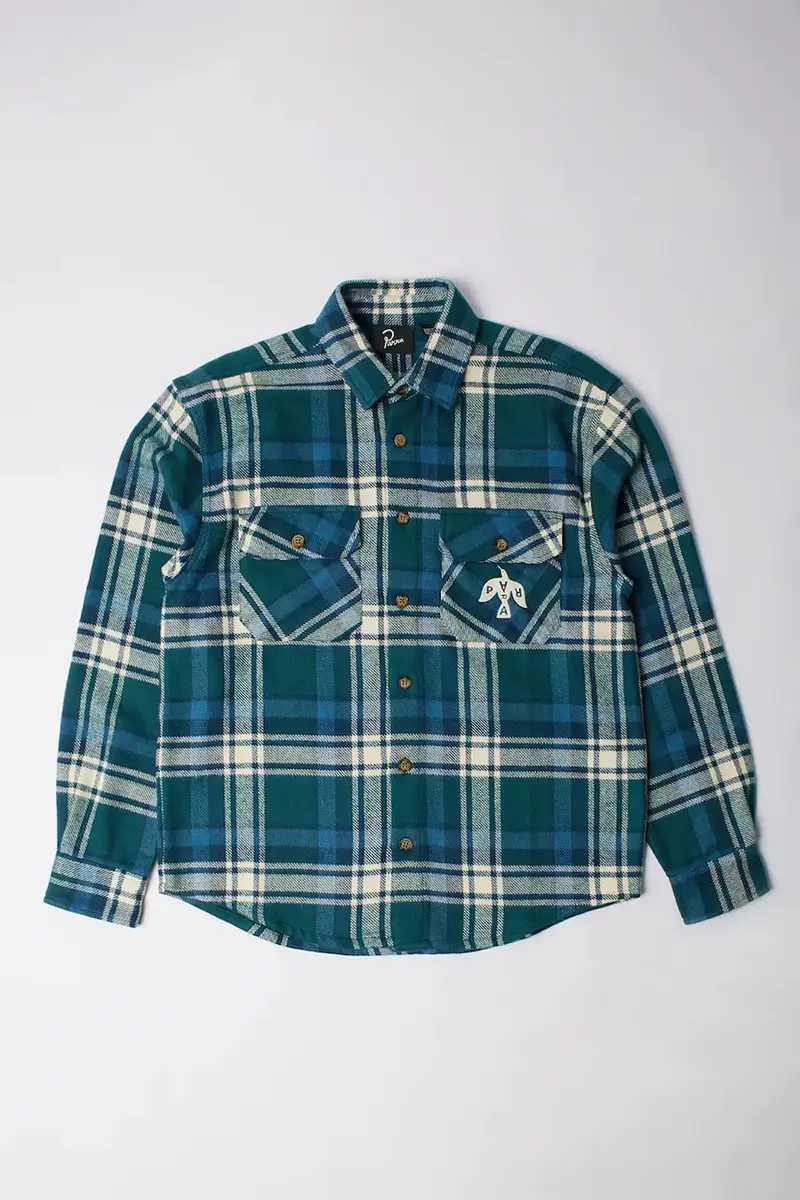 camicia in cotone Crow flanel uomo colore verde 54330