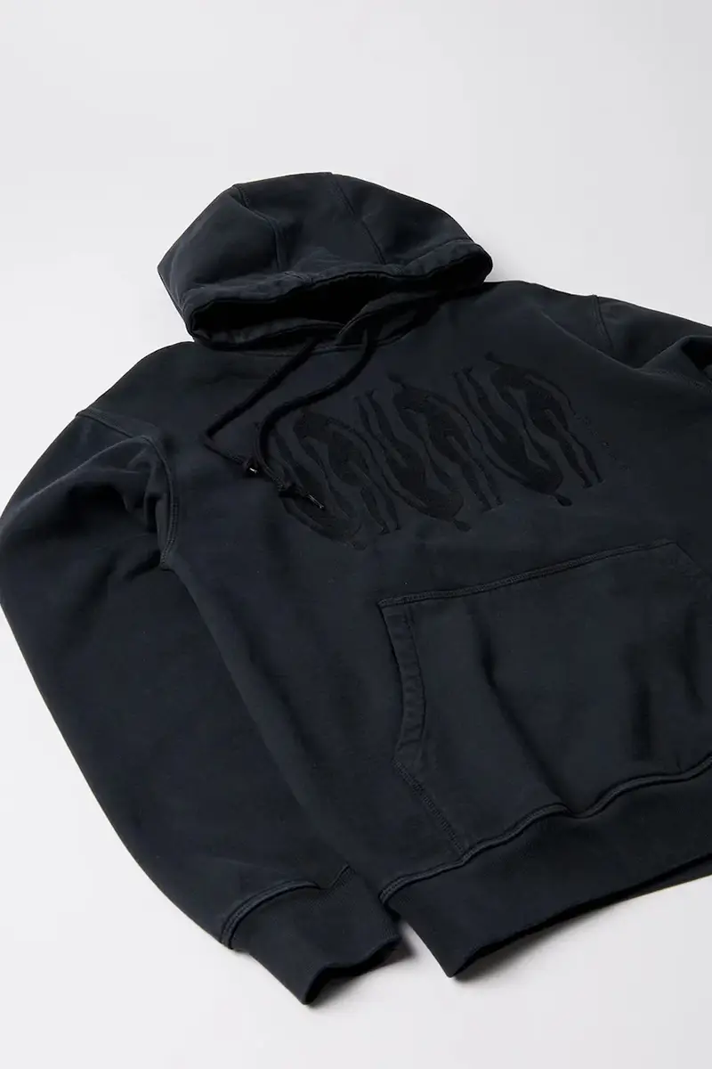 felpa in cotone Connected guy hooded uomo colore nero con cappuccio con applicazione 54226 miniatura 3