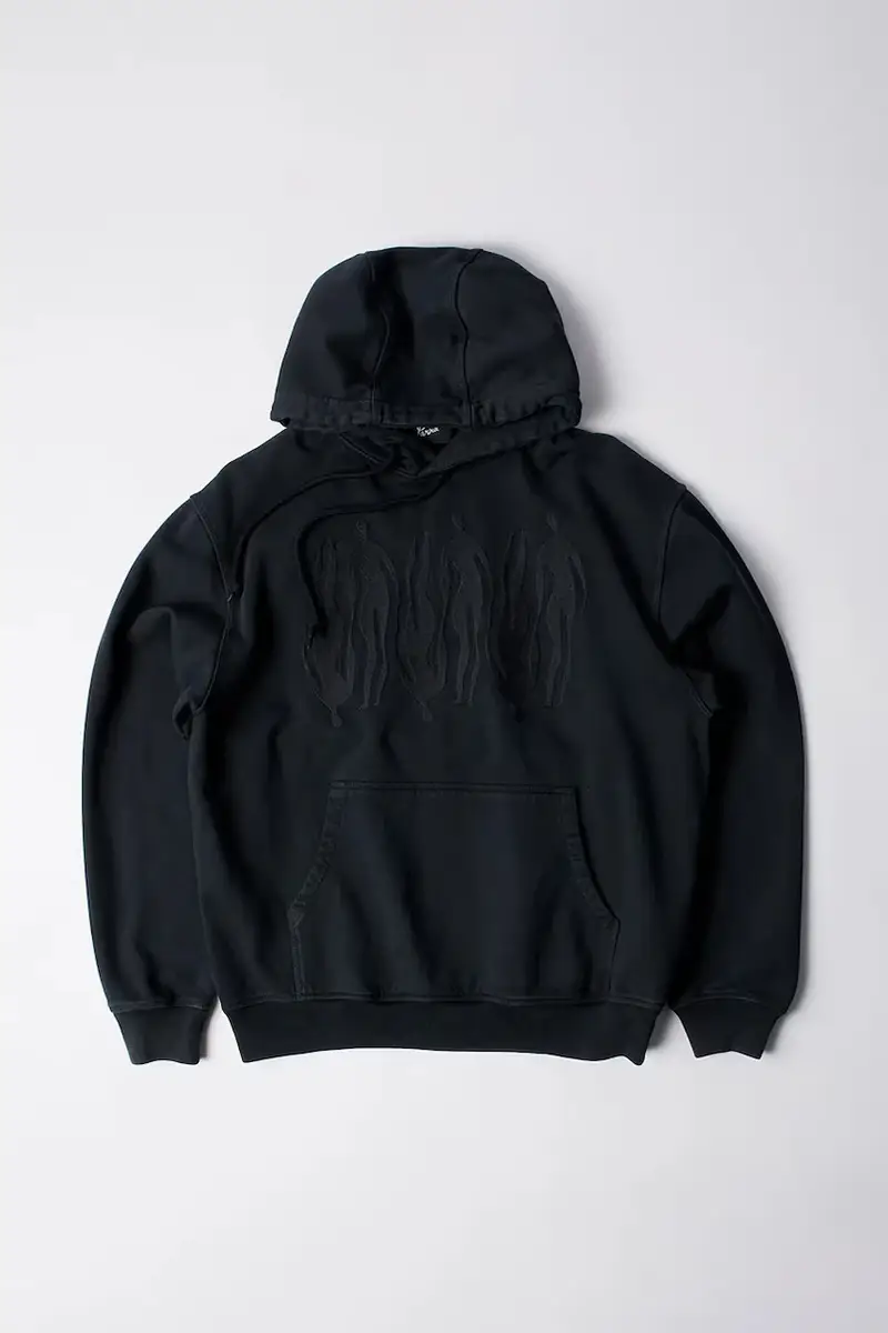 felpa in cotone Connected guy hooded uomo colore nero con cappuccio con applicazione 54226