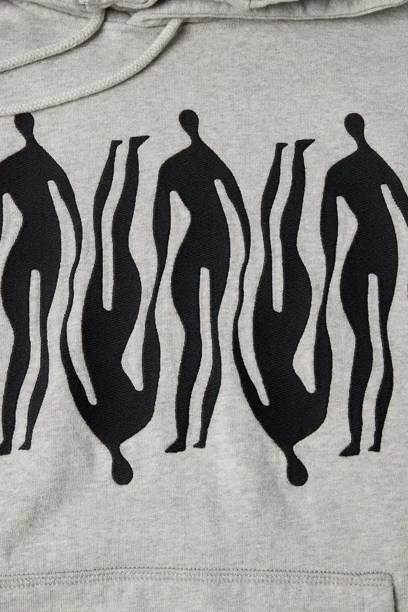 felpa in cotone Connected guy uomo colore grigio con cappuccio con applicazione 54225 miniatura 3