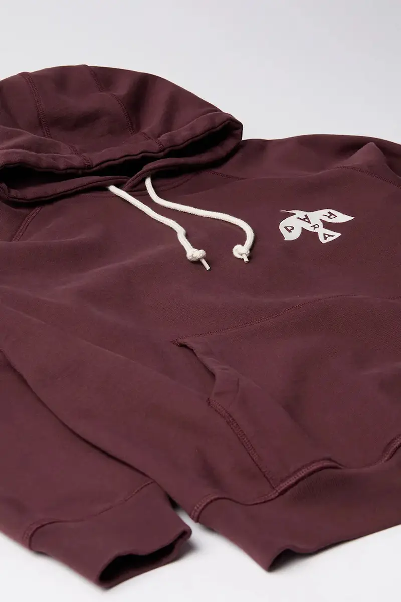 felpa in cotone Crow logo hooded uomo colore granata con cappuccio con applicazione 54326 miniatura 2