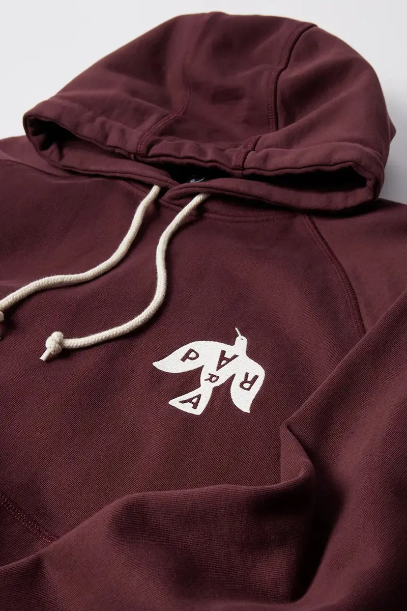 felpa in cotone Crow logo hooded uomo colore granata con cappuccio con applicazione 54326 miniatura 3