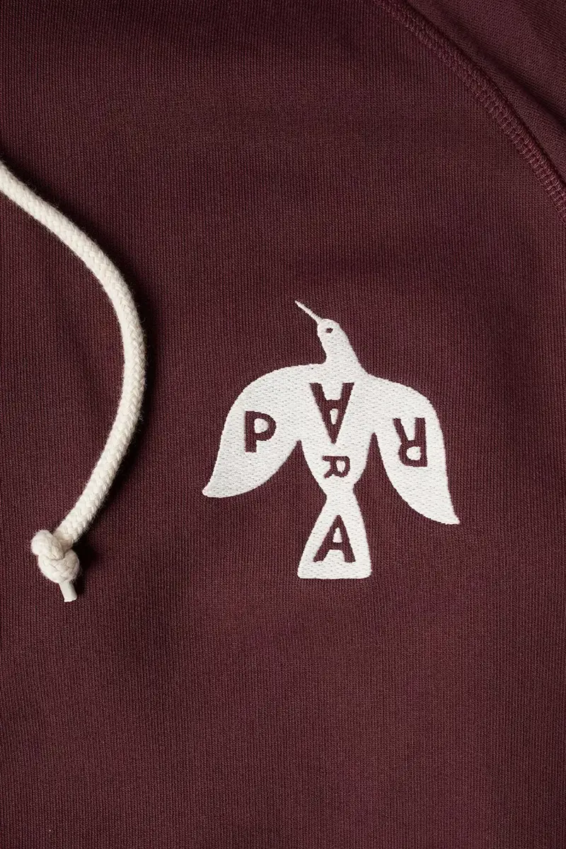 felpa in cotone Crow logo hooded uomo colore granata con cappuccio con applicazione 54326 miniatura 4