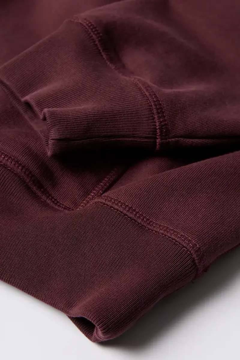 felpa in cotone Crow logo hooded uomo colore granata con cappuccio con applicazione 54326 miniatura 5