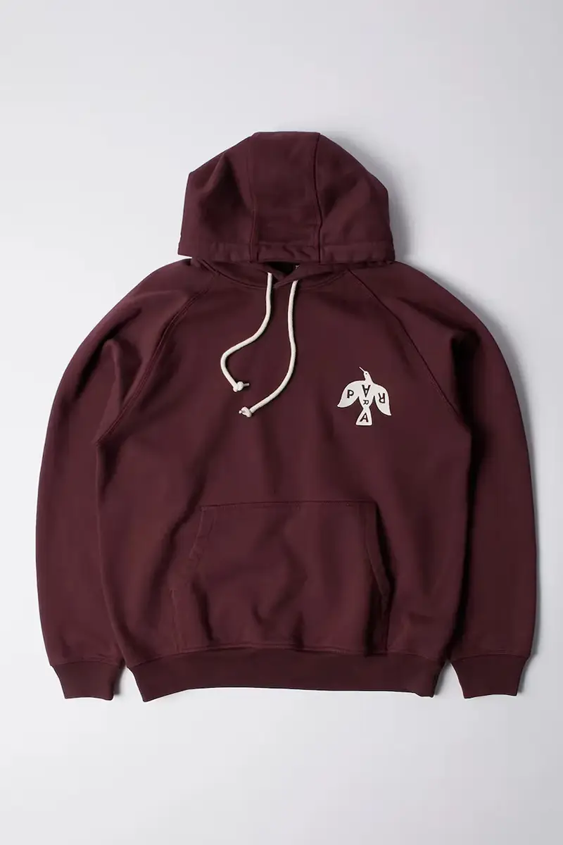 felpa in cotone Crow logo hooded uomo colore granata con cappuccio con applicazione 54326