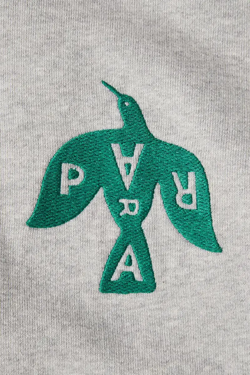 felpa in cotone Crow logo hooded uomo colore grigio con cappuccio con applicazione 54325 miniatura 2