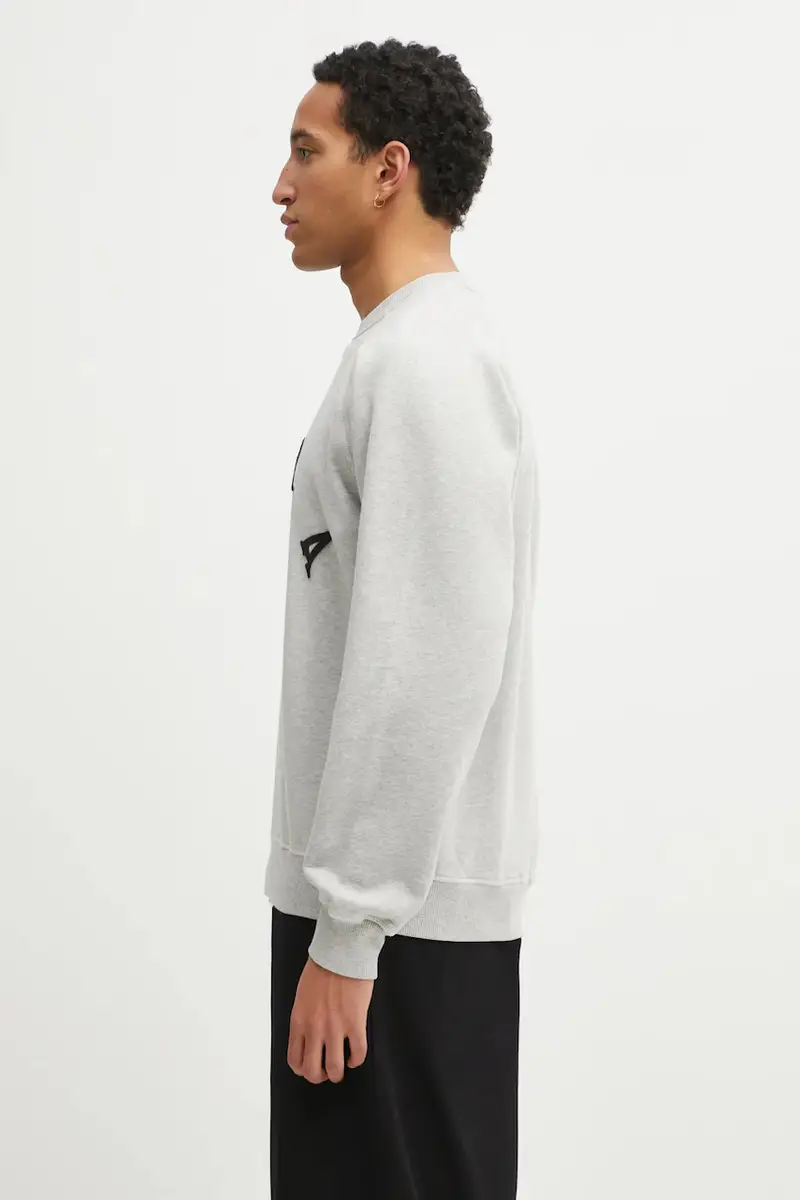 felpa in cotone Drunk parent uomo colore grigio con applicazione 54230 miniatura 2