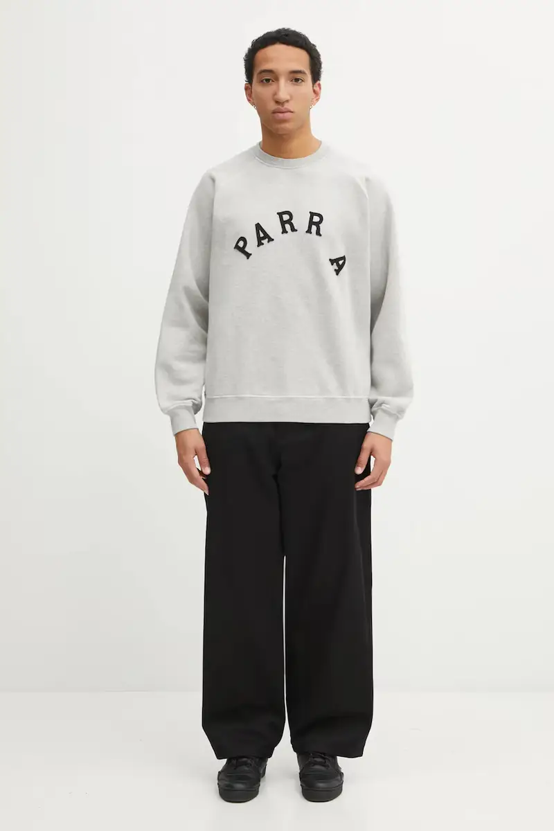 felpa in cotone Drunk parent uomo colore grigio con applicazione 54230 miniatura 5