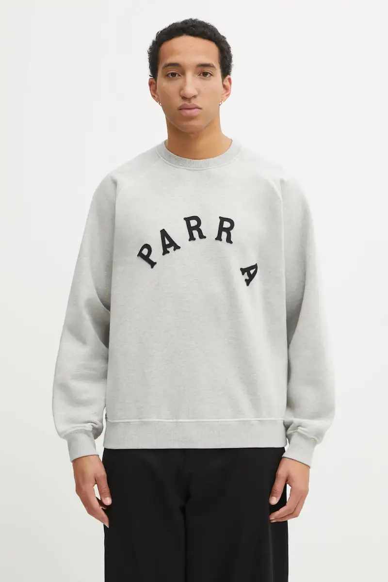 felpa in cotone Drunk parent uomo colore grigio con applicazione 54230