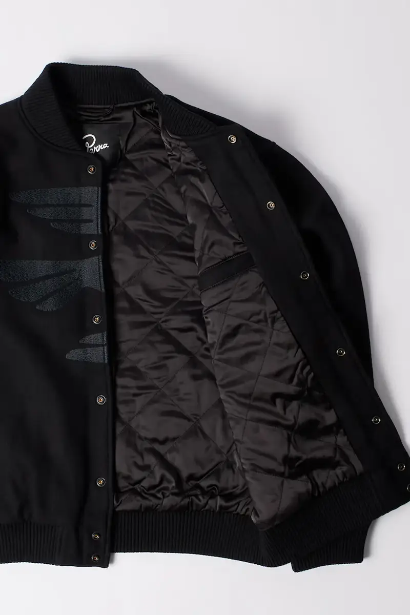 giacca bomber con lana Not movie quality varsity colore nero 54365 miniatura 4