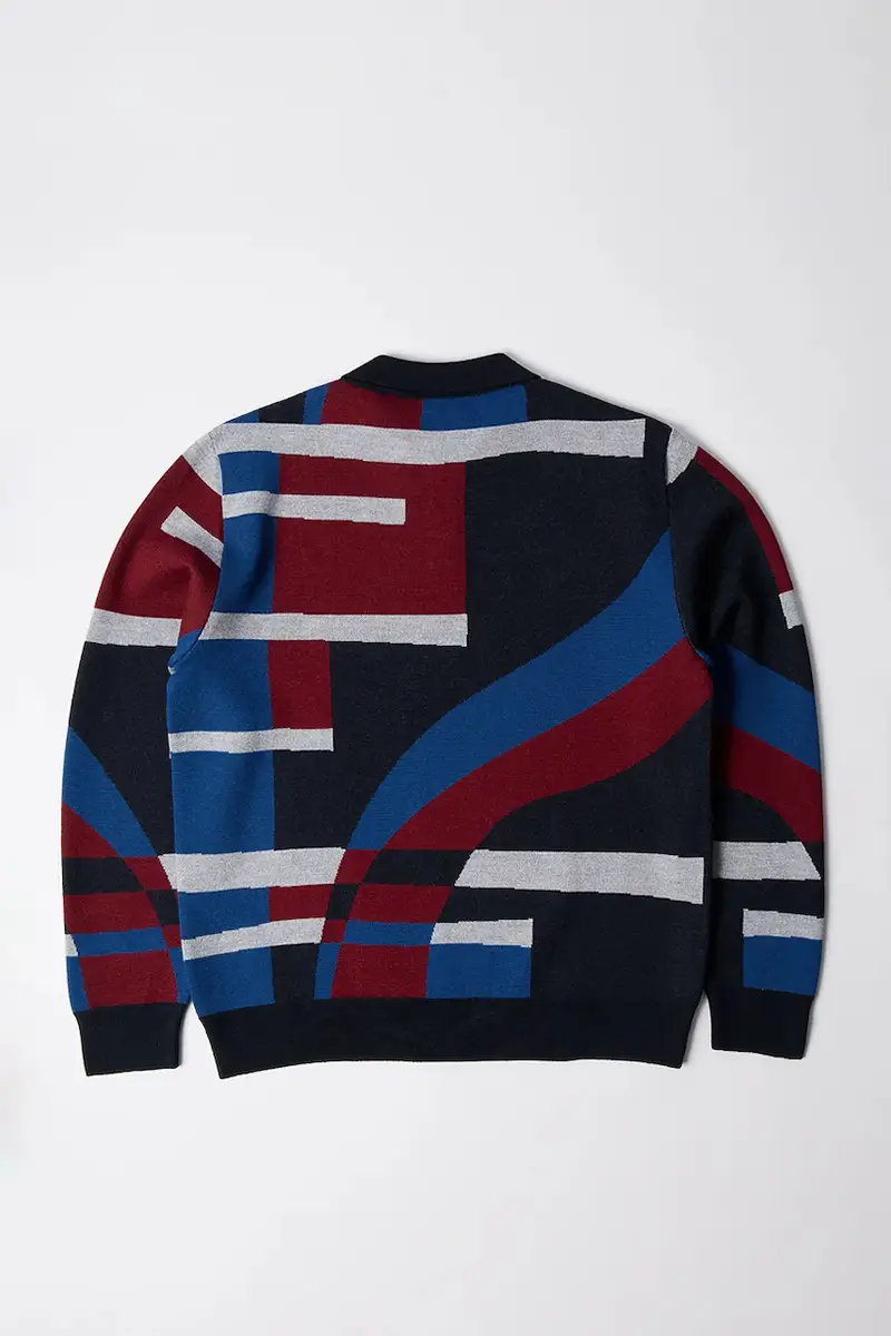 maglione con lana Vertical forest knitted polo colore blu 54240 miniatura 2