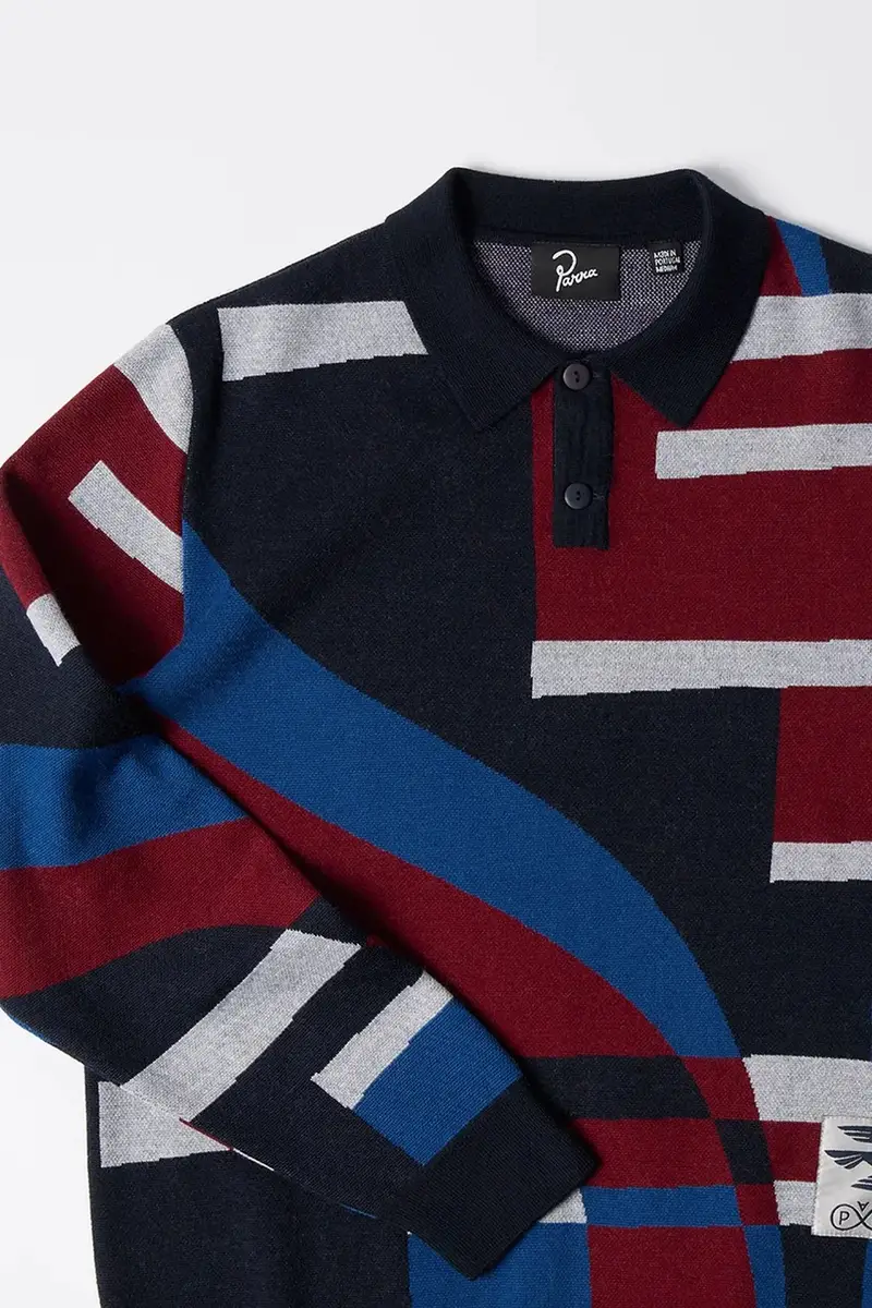 maglione con lana Vertical forest knitted polo colore blu 54240 miniatura 3