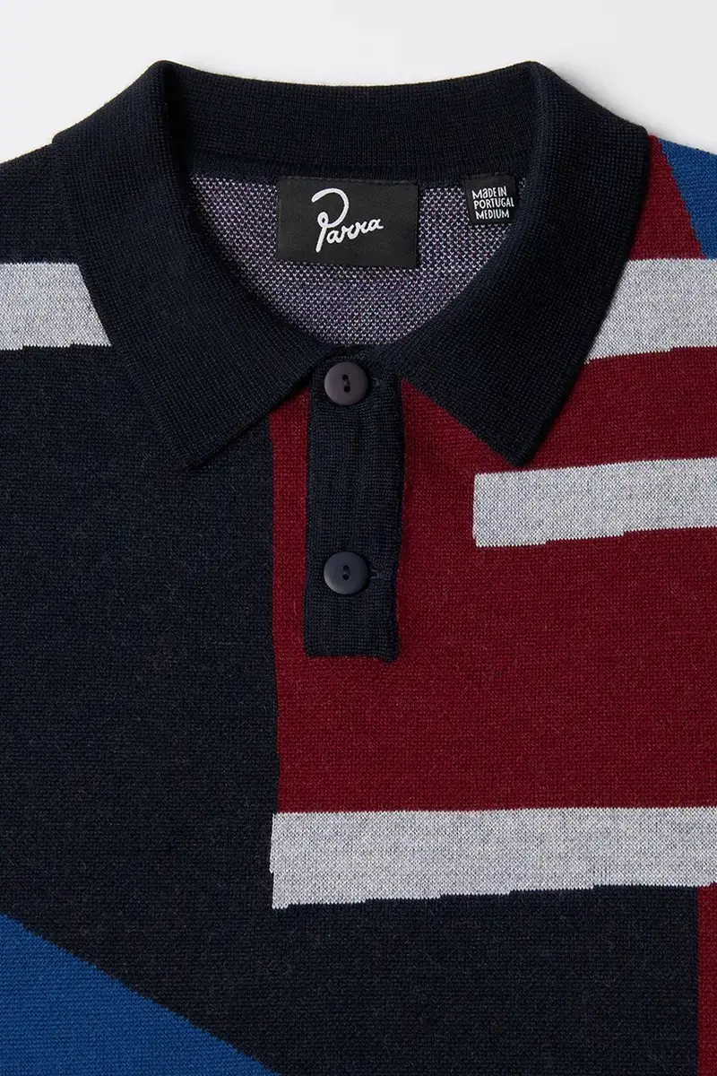 maglione con lana Vertical forest knitted polo colore blu 54240 miniatura 4