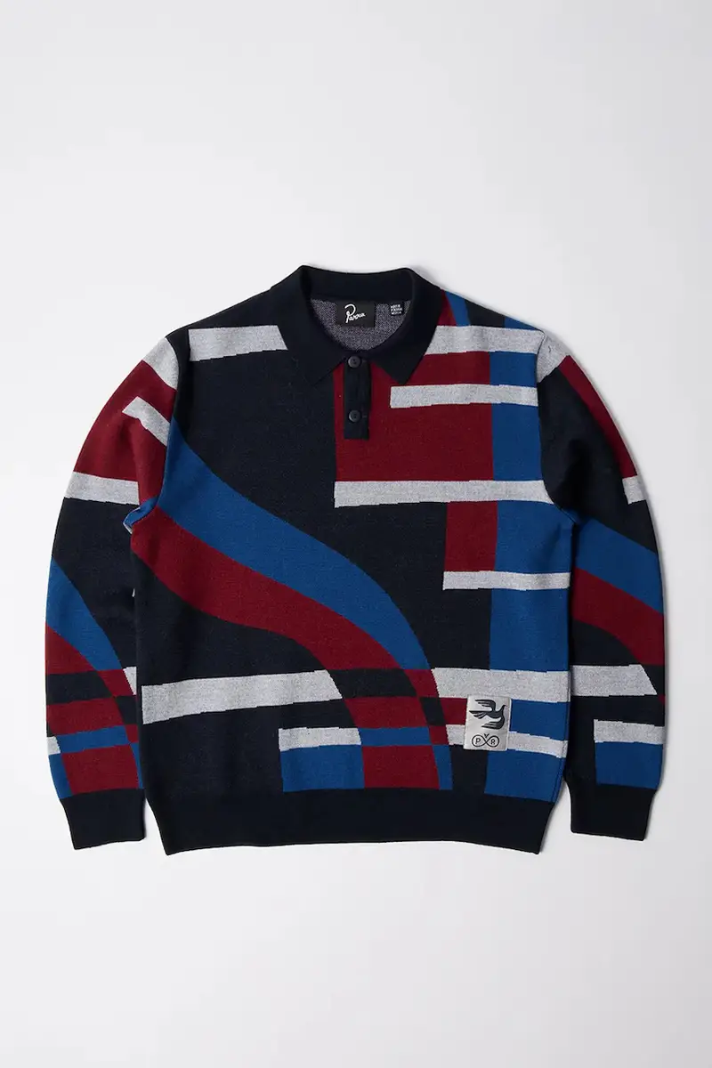 maglione con lana Vertical forest knitted polo colore blu 54240