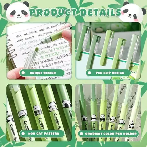 Byhsoep Astuccio Panda 2 in 1 in Morbido Silicone, con 6 Penne Cancellabili, Astuccio Panda Kawaii, Forniture per miniatura 3